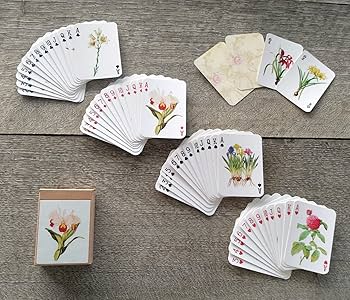 Amazon.com: FLONZGIFT 美麗花朵撲克牌(撲克牌組54 張不同)復古